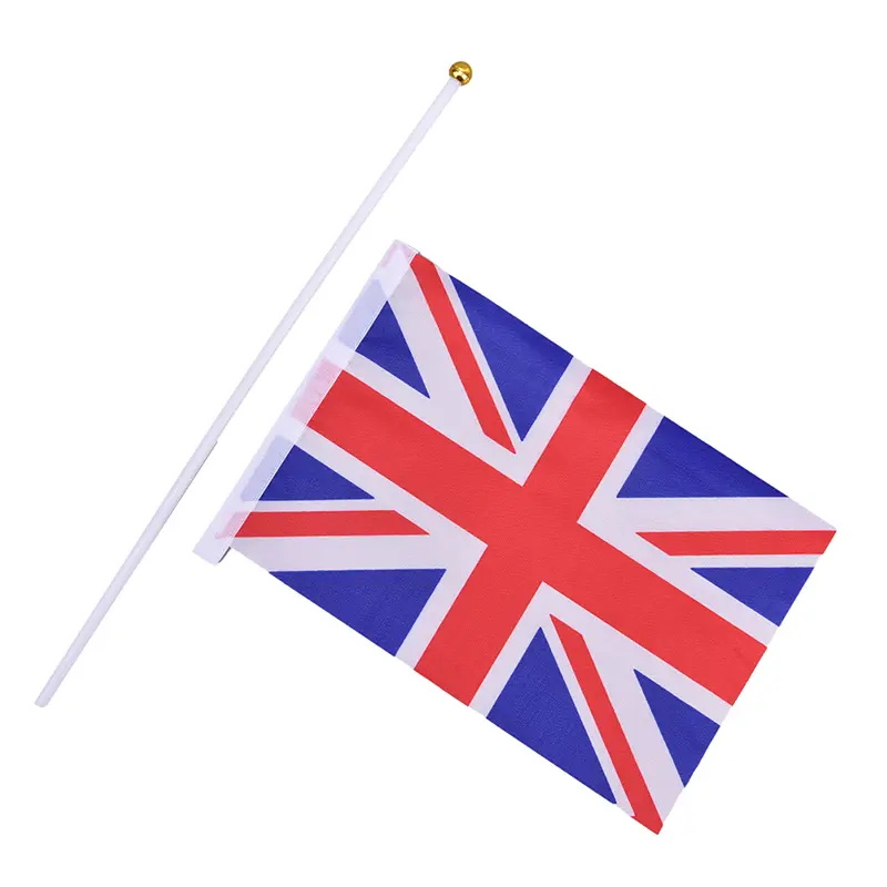 Mano que agita la bandera del Reino Unido